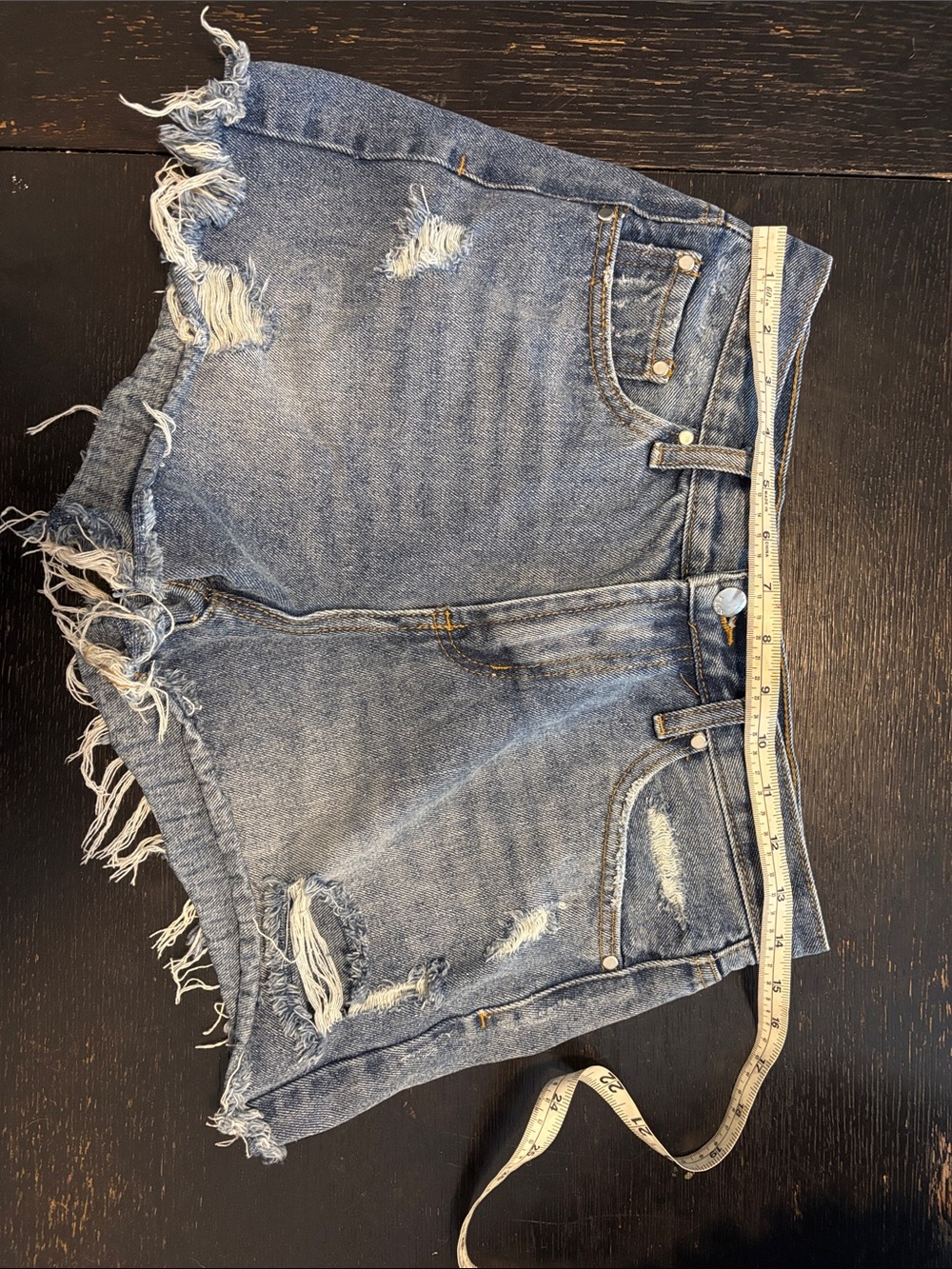 Elan Distressed Light Blue Denim Jean Shorts - Picture 1 of 2